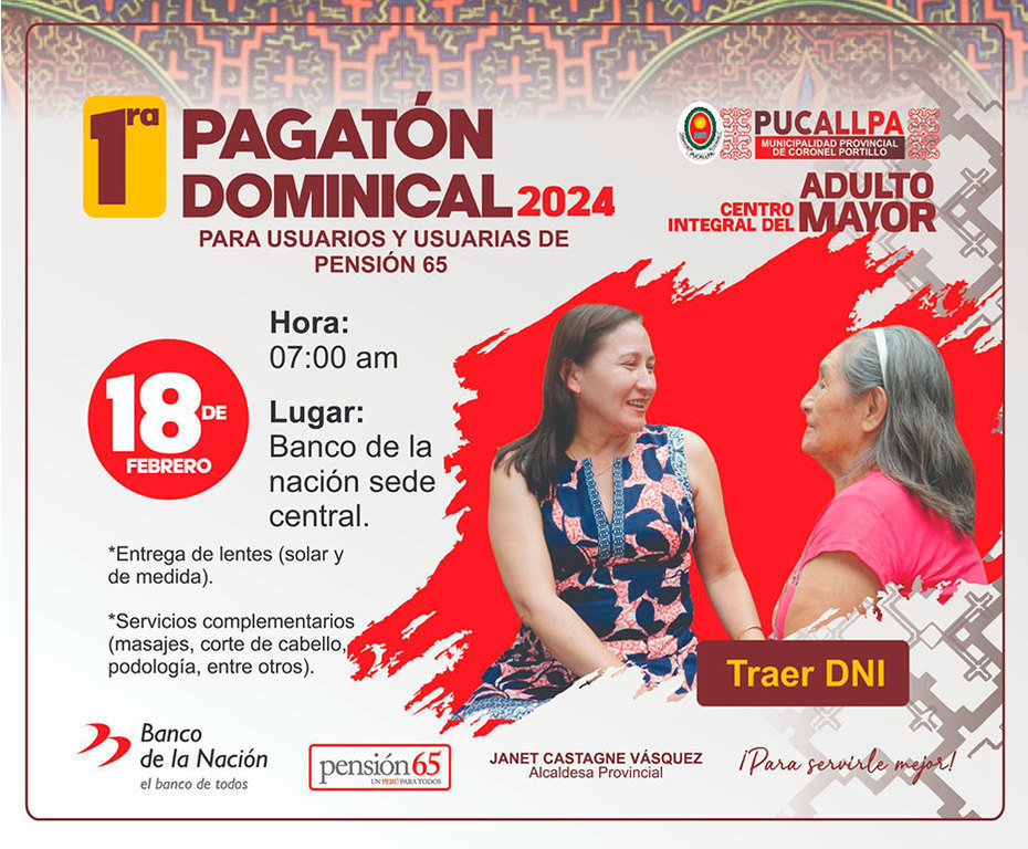 Campaña de Pagatón Dominical para usuarios de pensión 65 