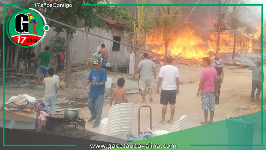 Incendio devasta 15 viviendas en el distrito de Manantay