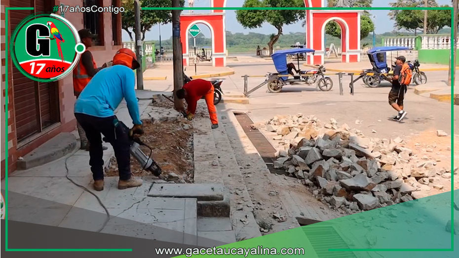 Inician trabajos de mantenimiento en la vereda de la calle Mariscal Castilla en la provincia de Ucayali