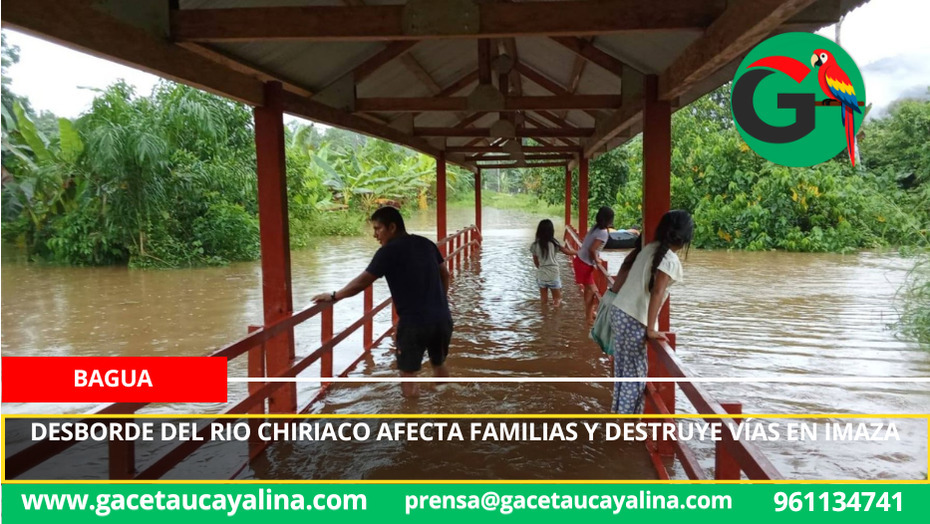Desborde del  rio Chiriaco afecta familias y destruye vías en Imaza