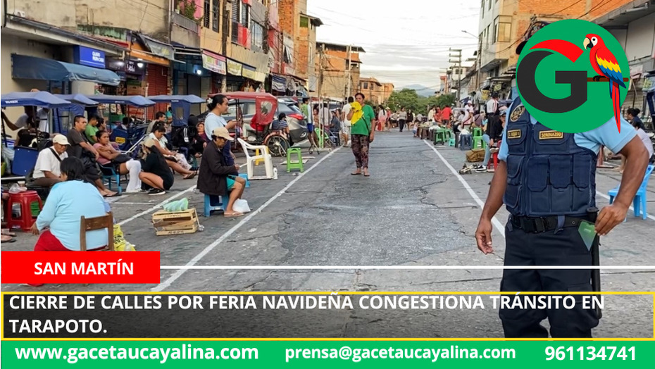 Cierre de calles por feria navideña congestiona tránsito en Tarapoto.