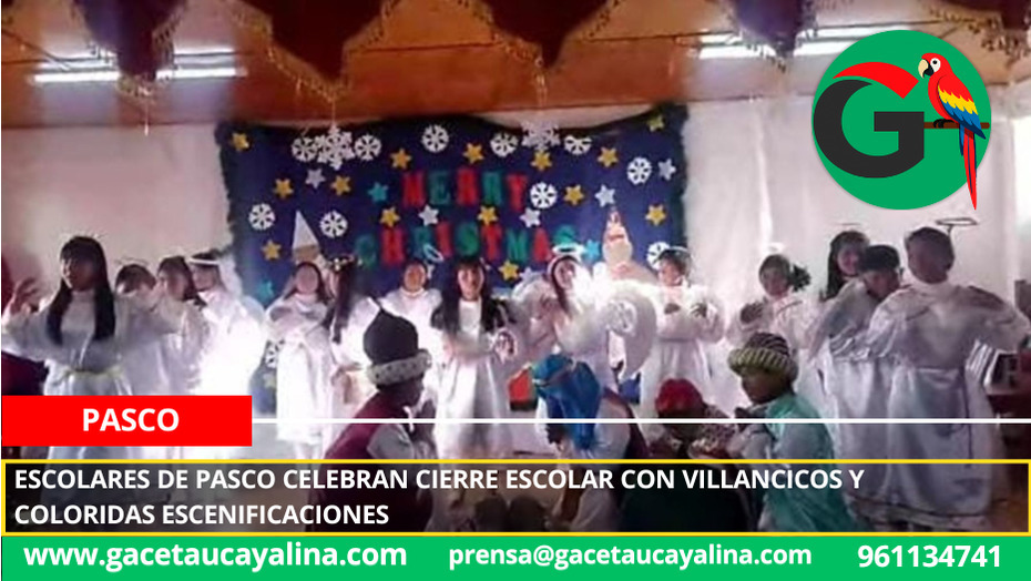 Escolares de Pasco celebran cierre escolar con villancicos y coloridas escenificaciones