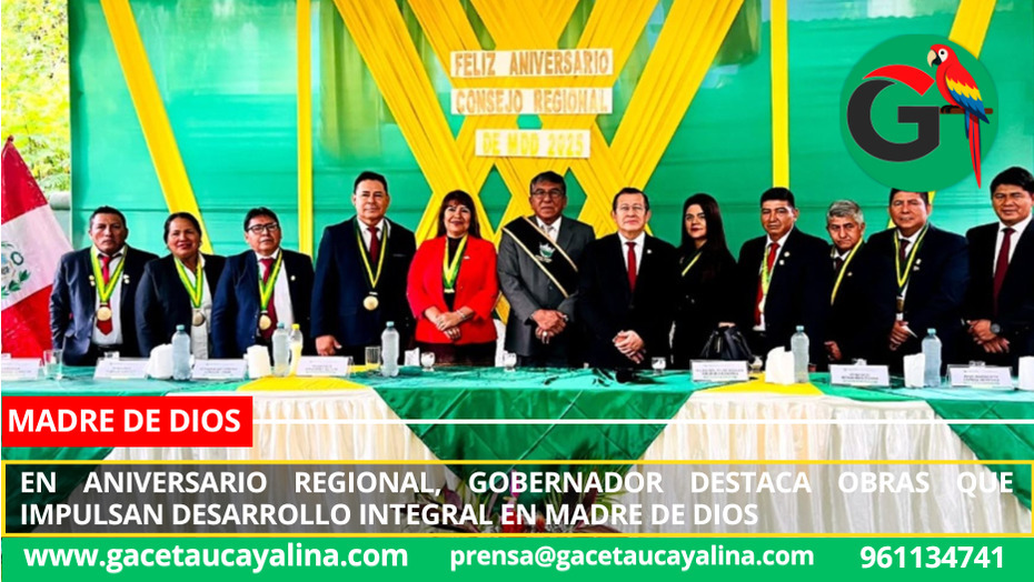 En aniversario regional, gobernador destaca obras que impulsan desarrollo integral en Madre de Dios