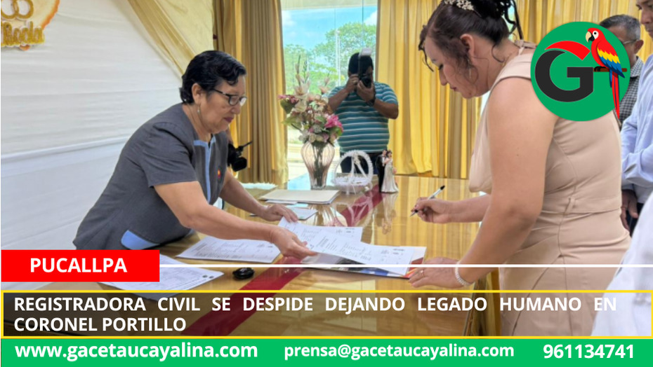 Registradora civil se despide dejando legado humano en Coronel Portillo