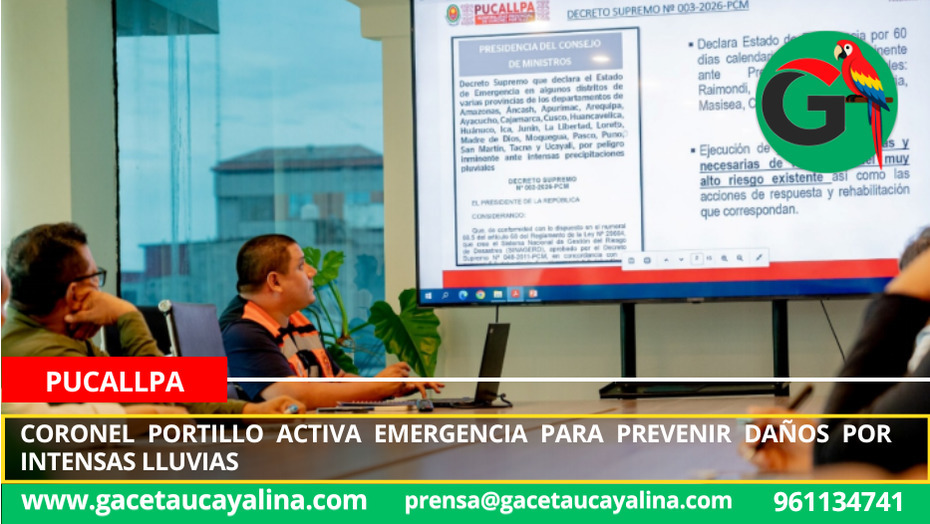 Coronel Portillo activa emergencia para prevenir daños por intensas lluvias
