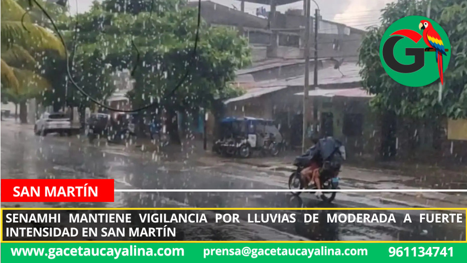 Senamhi mantiene vigilancia por lluvias de moderada a fuerte intensidad en San Martín