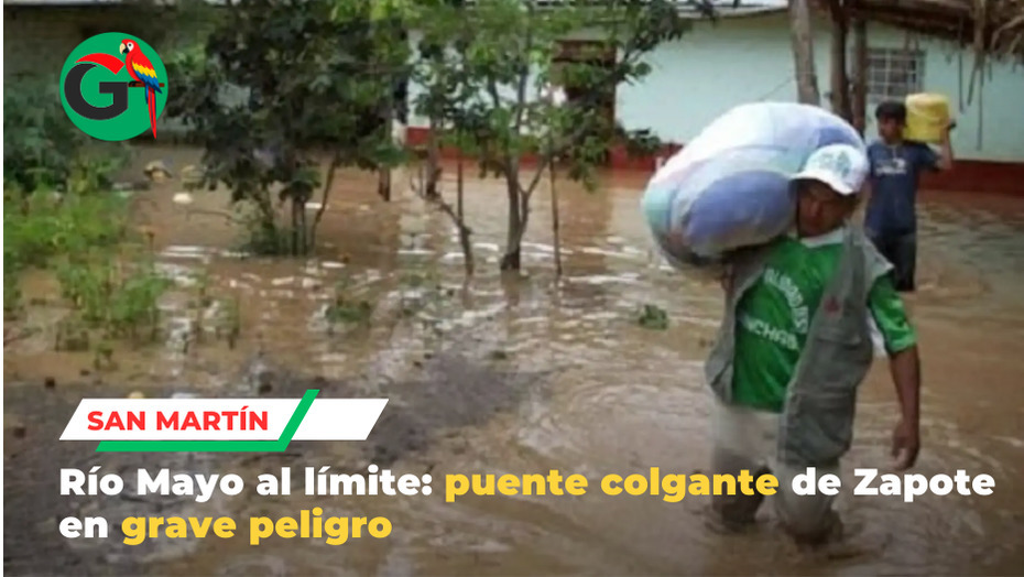 Río Mayo al límite: puente colgante de Zapote en grave peligro en San Martín
