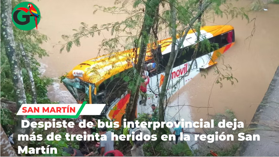 Bus interprovincial cae a río en San Martín y deja heridos